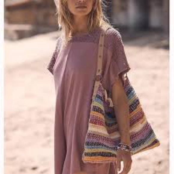 Free People Pants - Free People beach crochet romper light purple- relaxed fit- size small